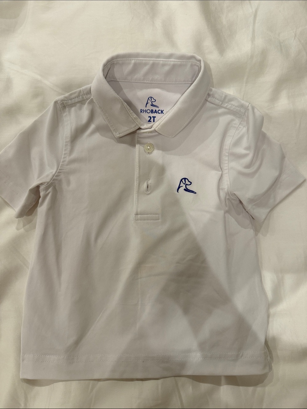 Rhoback White Toddlers' Polo with Navy Logo